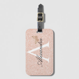 Modernes elegantes Girly Blush Pink Travel Monogra Gepäckanhänger