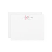 Modernes elegantes Girly Script Blush Pink Monogra Mitteilungskarte (Vorderseite/Rückseite Beispiel)