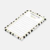 Modernes, elegantes Girly White Black Gold auf der Post-it Klebezettel (angewinkelt)