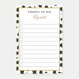 Modernes, elegantes Girly White Black Gold auf der Post-it Klebezettel