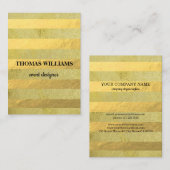 Modernes, elegantes Gold Background Streifen Muste Visitenkarte (Vorne/Hinten)