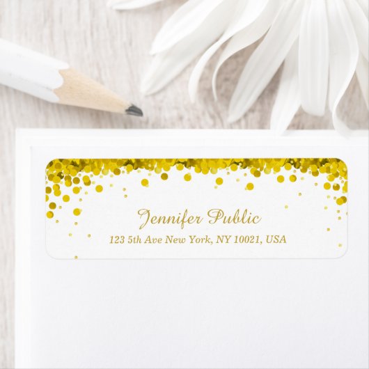 Modernes elegantes Gold Confetti Script Luxe Templ (Insitu)