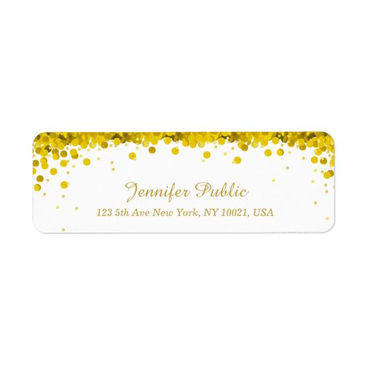 Modernes elegantes Gold Confetti Script Luxe Templ (Vorne)