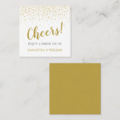 Modernes elegantes Gold Confetti Wedding Drink Tic Quadratische Visitenkarte (Vorne/Hinten)