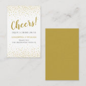 Modernes elegantes Gold Confetti Wedding Drink Tic Visitenkarte (Vorne/Hinten)