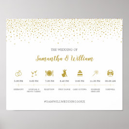 Modernes elegantes Gold Confetti Wedding Timeline- Poster