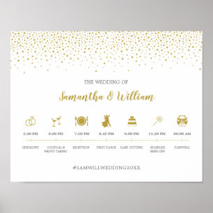 Modernes elegantes Gold Confetti Wedding Timeline- Poster