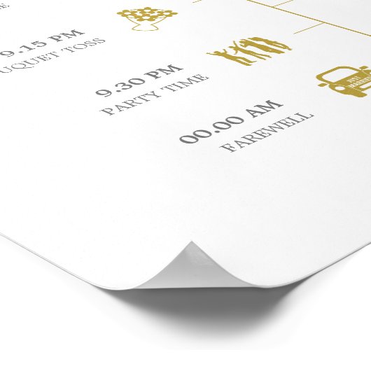 Modernes elegantes Gold Confetti Wedding Timeline- Poster (Ecke)