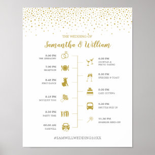 Modernes elegantes Gold Confetti Wedding Timeline- Poster