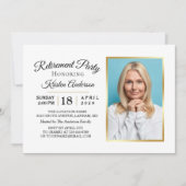 Modernes elegantes Gold Foto Retirement Party Einladung (Vorderseite)