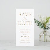 Modernes Elegantes Gold Foto Save the Date (Stehend Vorderseite)