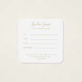 Modernes, elegantes Gold-Geschenkgutschein (Rückseite)