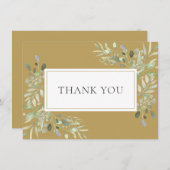 Modernes, elegantes Gold-Grünfoliage Dankeskarte (Vorne/Hinten)