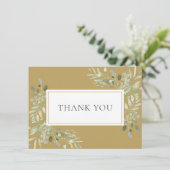 Modernes, elegantes Gold-Grünfoliage Dankeskarte (Stehend Vorderseite)
