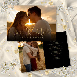 Modernes, elegantes Gold Heart Script-Foto Hochzei Save The Date
