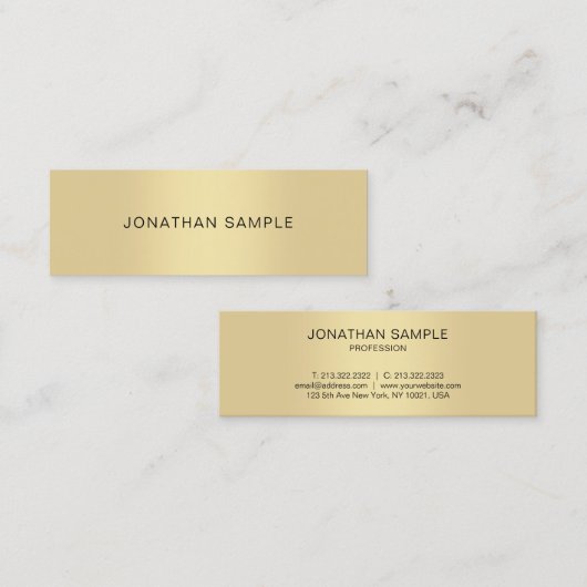 Modernes, elegantes Gold-Look Cool einfache Vorlag Mini Visitenkarte (Vorne/Hinten)