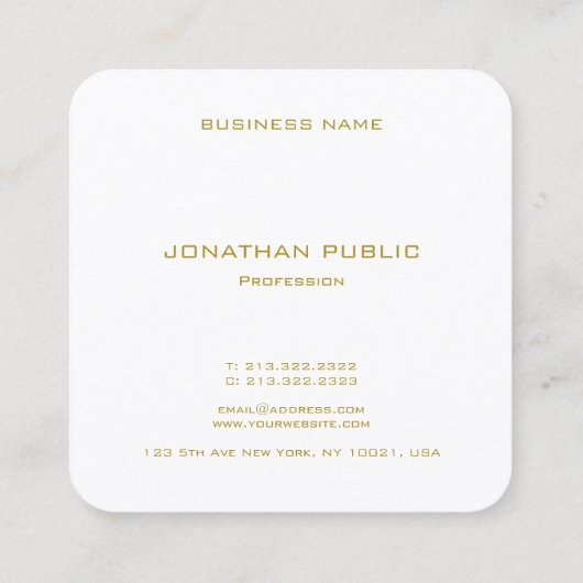 Modernes elegantes Gold Mit Monogramm Luxus Templa Quadratische Visitenkarte (Rückseite)