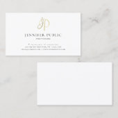 Modernes, elegantes Gold Monogram Sleek White Schl Visitenkarte (Vorne/Hinten)