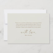 Modernes elegantes Gold Script Boho Brautparty Dankeskarte (Rückseite)