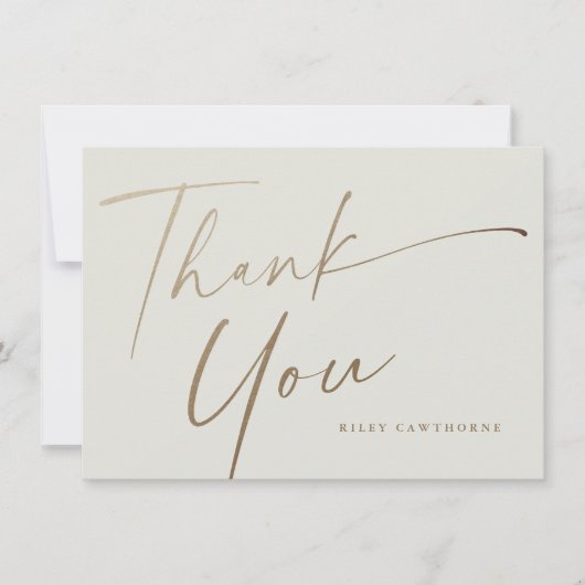 Modernes elegantes Gold Script Boho Brautparty Dankeskarte (Vorderseite)