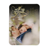 Modernes, elegantes Gold Script-Foto Save the Date Magnet (Vertikal)