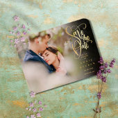 Modernes, elegantes Gold Script-Foto Save the Date Magnet