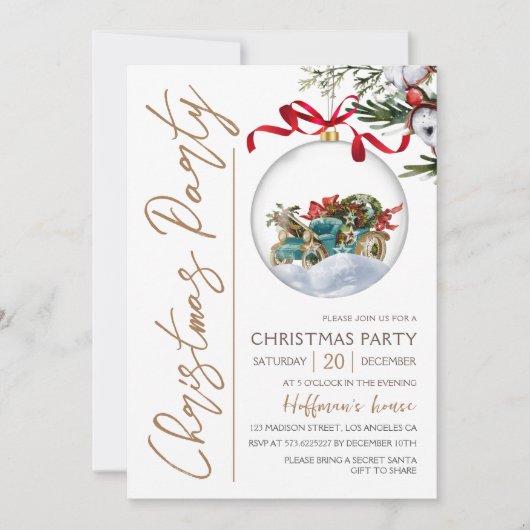 Modernes elegantes Gold Script Weihnachts-Party Einladung (Vorderseite)