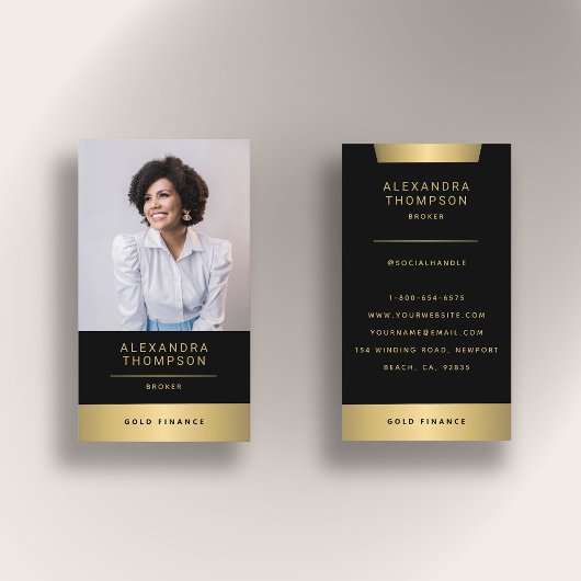 Modernes elegantes Gold Stripe CEO Berufliches Fot Visitenkarte