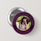 Modernes, elegantes Gold Typografy Graduate Foto G Button (Vorne & Hinten)