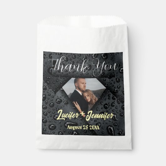 Modernes elegantes Golden Diamant Custom Foto Wedd Geschenktütchen (Vorderseite)