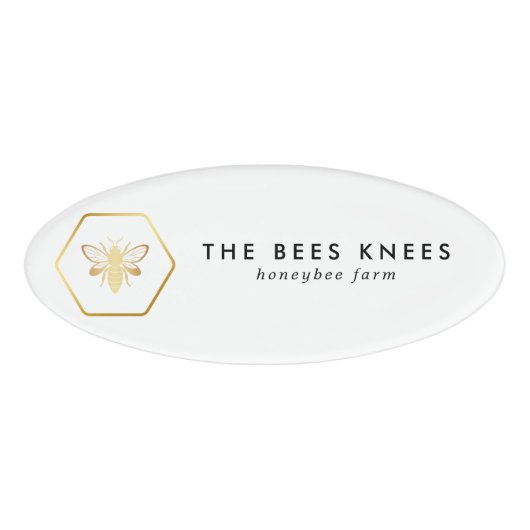 Modernes & elegantes Golden Honey Beekeeper Namenschild (Vorderseite)