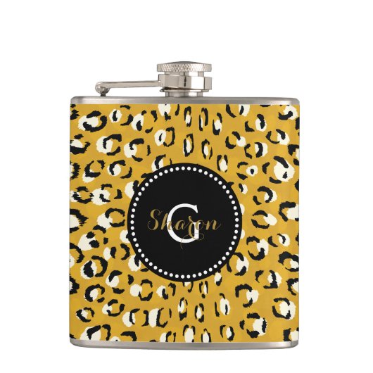 Modernes, elegantes, goldfarbenes Muster Flachmann (Vorderseite)