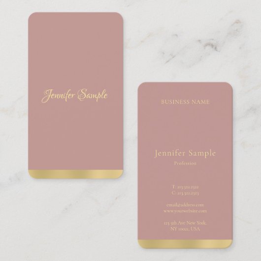 Modernes elegantes Goldhandgeschriebener Visitenkarte (Vorne/Hinten)