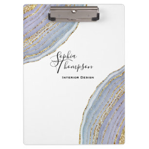 Modernes elegantes Goldlavendel Geode Klemmbrett