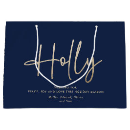 Modernes, elegantes, goldmarineblaues Skript Große Geschenktüte