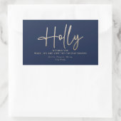 Modernes, elegantes, goldmarineblaues Skript Rechteckiger Aufkleber (Tasche)