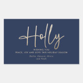 Modernes, elegantes, goldmarineblaues Skript Rechteckiger Aufkleber (Vorderseite)