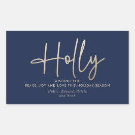 Modernes, elegantes, goldmarineblaues Skript Rechteckiger Aufkleber