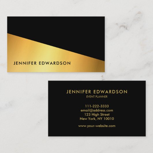 Modernes, elegantes Goldschwarz beruflich Visitenkarte (Vorne/Hinten)