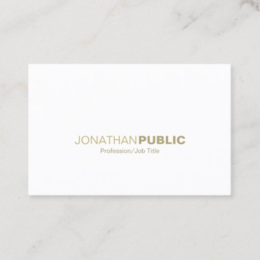 Modernes elegantes Goldweißer Minimalistischer Visitenkarte (Vorderseite)