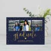 Modernes, elegantes Graduate 3 Abschluss Folieneinladung (Stehend vorne)