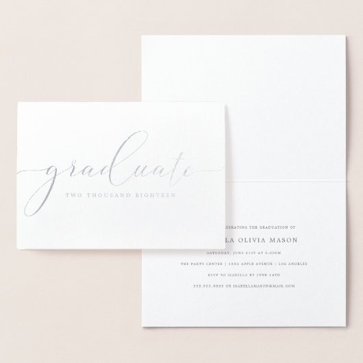 Modernes, elegantes Graduate Script (Real Foil) Folienkarte (Anzeige)