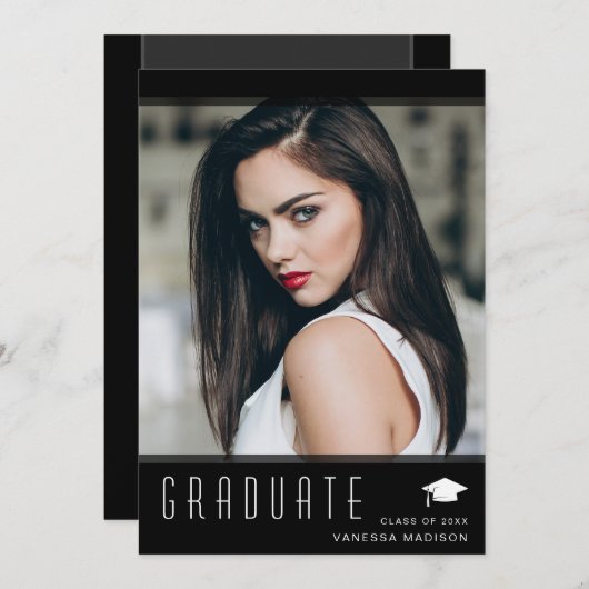 Modernes, elegantes Graduate Stilvolles Foto Ankündigung (Vorne/Hinten)