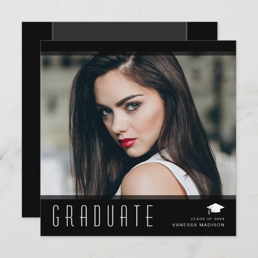 Modernes, elegantes Graduate Stilvolles Foto Ankündigung (Vorne/Hinten)