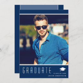 Modernes Elegantes Graduate Stilvolles Foto Blau Ankündigung