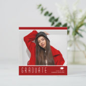 Modernes, elegantes Graduate Stilvolles Foto Rot & Ankündigung (Stehend Vorderseite)