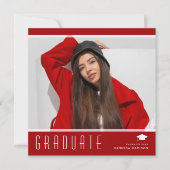 Modernes, elegantes Graduate Stilvolles Foto Rot & Ankündigung (Vorderseite)