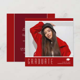 Modernes, elegantes Graduate Stilvolles Foto Rot & Ankündigung