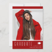 Modernes elegantes Graduate Stilvolles Foto Rot Ankündigung (Vorderseite)