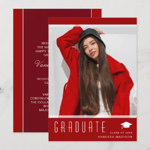 Modernes elegantes Graduate Stilvolles Foto Rot Ankündigung